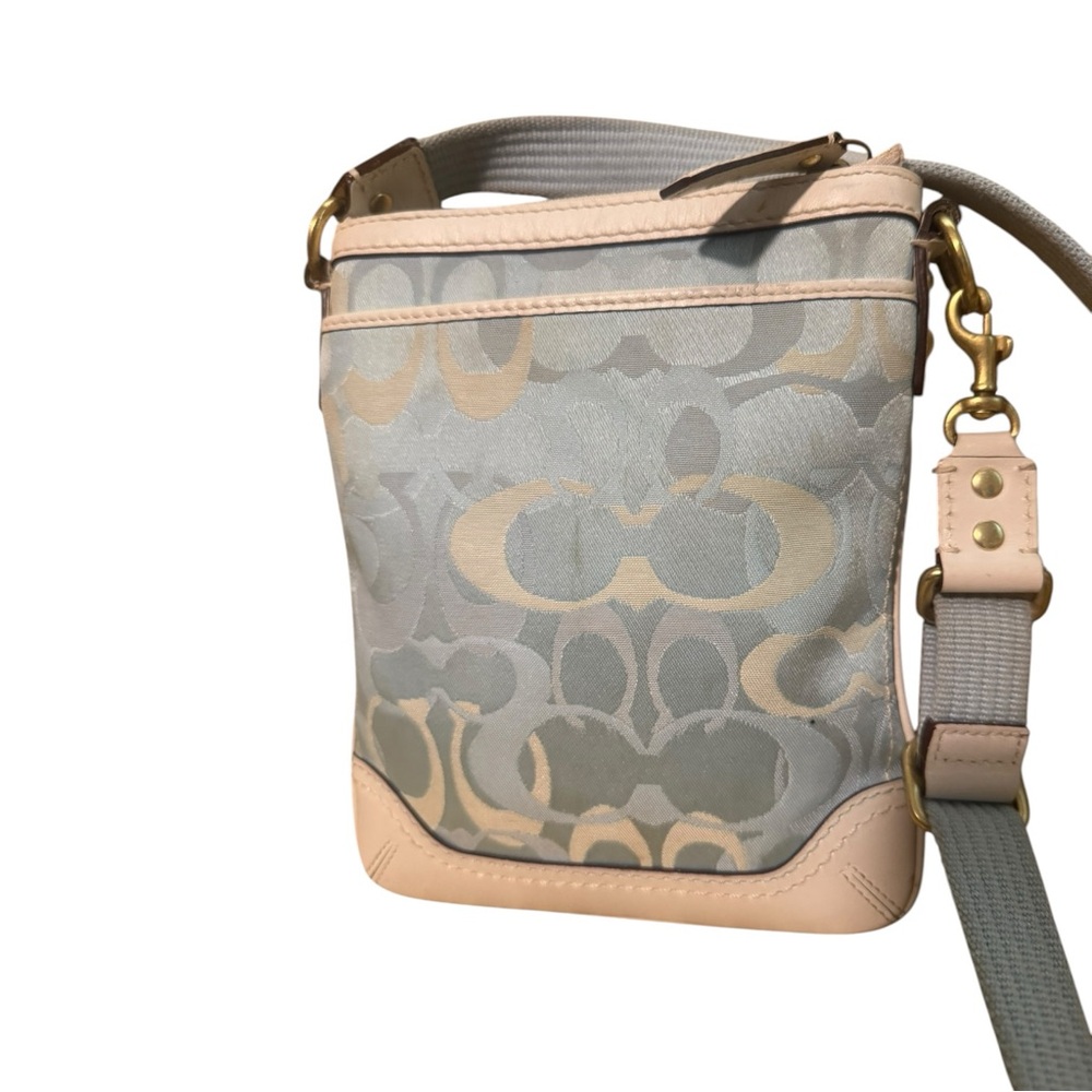 COACH light blue and white  CROSSBODY C BAG